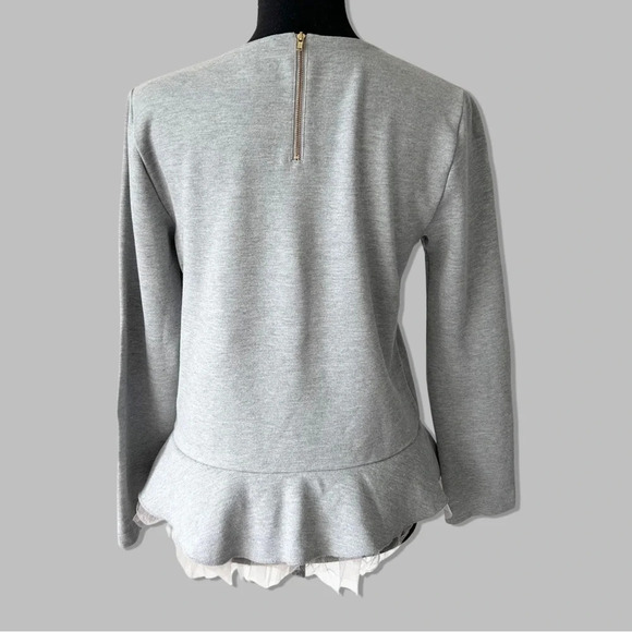 J. Crew Tulle Hem Peplum  Top in Grey - Picture 3 of 15